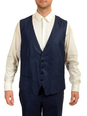 Hugo Boss Men's Blue 100% Wool Vest US 48L IT 58L